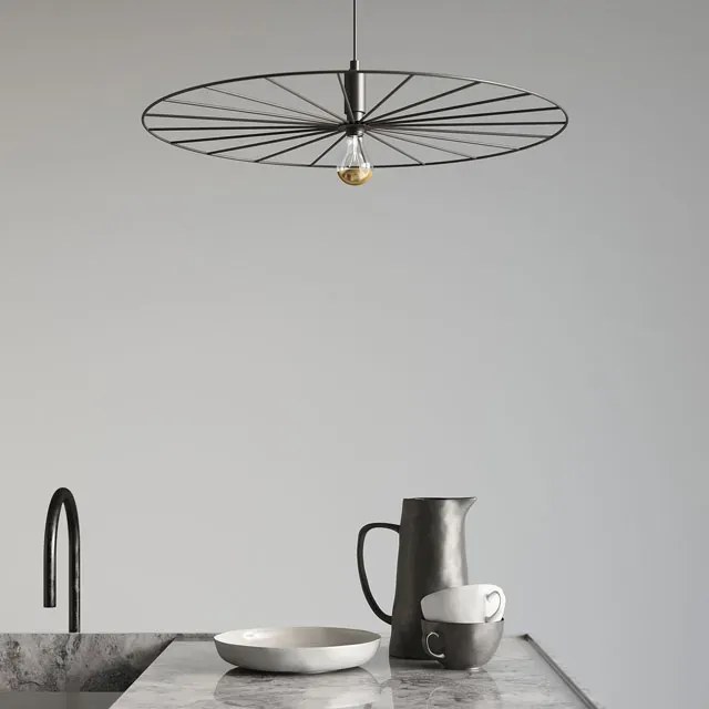 Czarna duża lampa wisząca z drucianym kloszem 60 cm - 3X A194 C5-T30