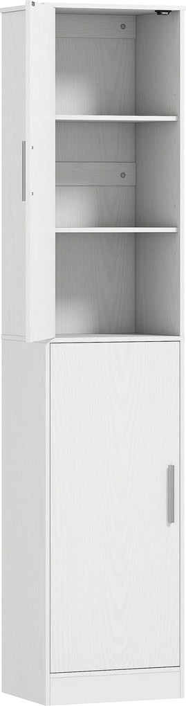 HOMCOM Wysoka szafka łazienkowa 180 cm wąska biała z 2 drzwiami i 4 regulowanymi półkami | Aosom PL