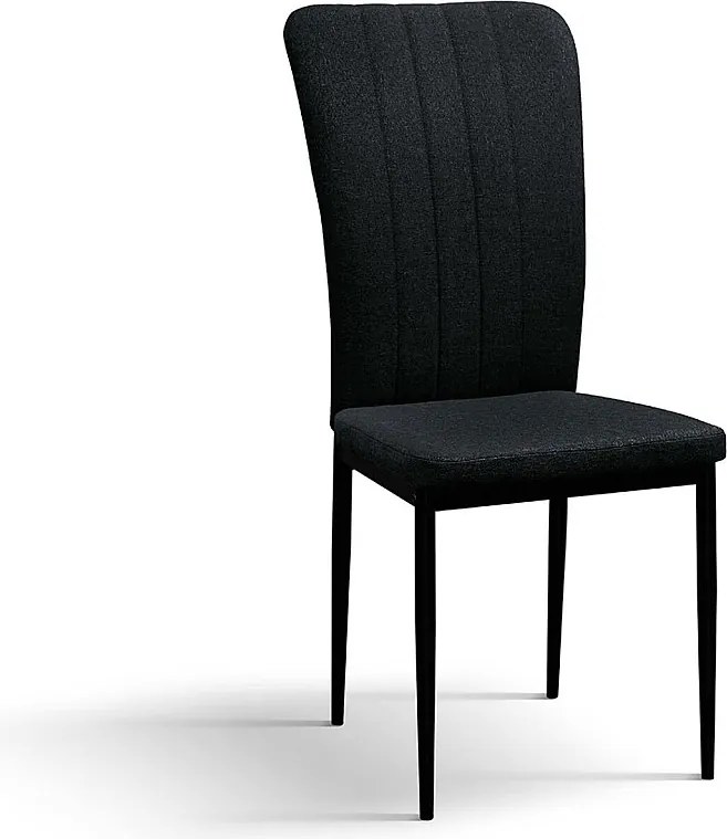 Zestaw 6 czarnych krzeseł z tkaniny i czarnych metalowych nóg - AMSTERDAM