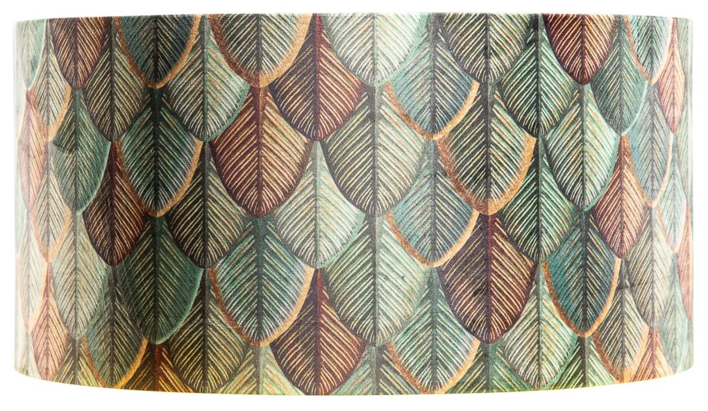 Abażur welurowy z wzorem liści i złotym wnętrzem 50/50/25