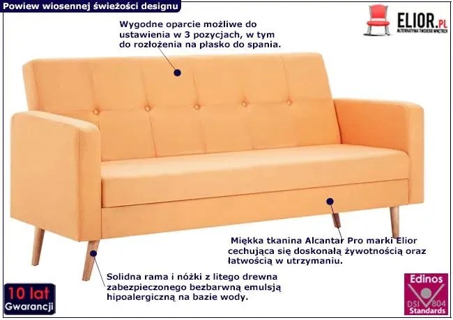 Wersalka tapicerowana brzoskwiniowa W5-S39