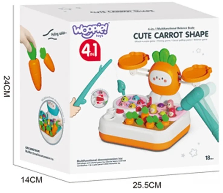 Woopie gra montessori 4w1 łowienie rybek waga szalkowa uderz w kreta i marchewki