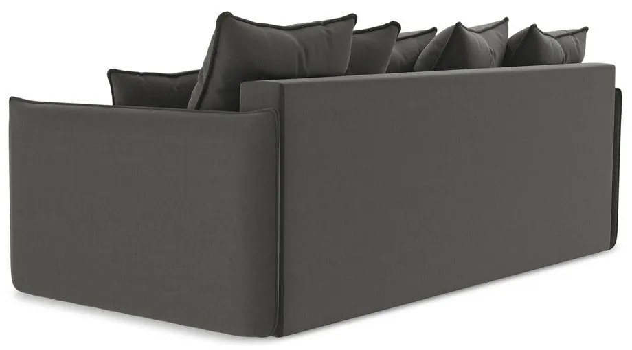 Ciemnoszara aksamitna rozkładana/ze schowkiem sofa 225 cm Hula – Makamii