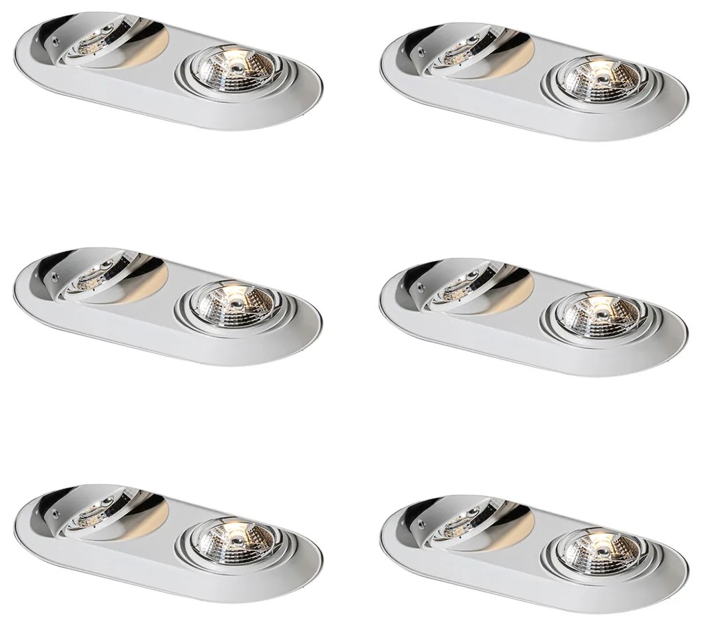 Zestaw 6 okrągłych reflektorów wpuszczanych białych GU10 70mm 2-punktowe - Hubs Oswietlenie wewnetrzne