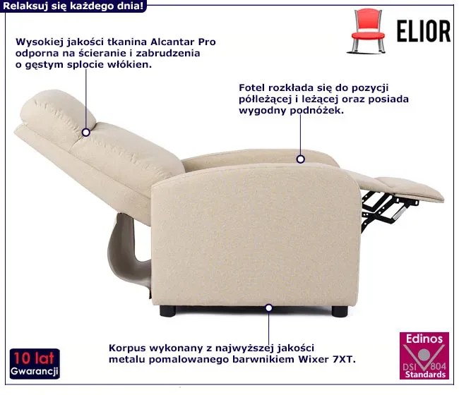 Beżowy rozkładany fotel wypoczynkowy H5-H33