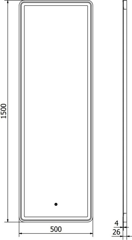 Mexen Coro lustro łazienkowe podświetlane 50 x 150 cm, LED 6000K, antypara, rama czarna - 9817-050-150-611-70