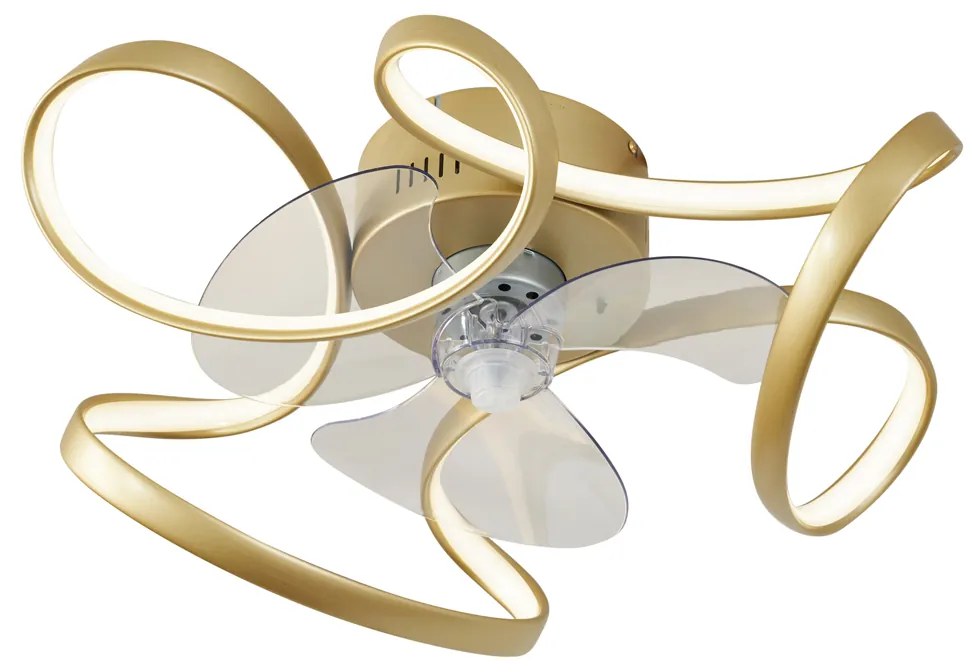 Wentylator sufitowy mosiądz 55 cm z LED z możliwością ściemniania z pilotem - Mandy