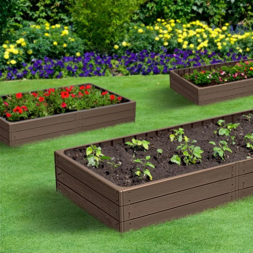 Podwyższona grządka WOODY 149x75,6x25cm, brązowa Prosperplast