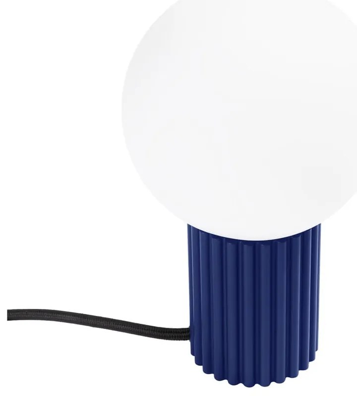Ciemnoniebieska lampa stołowa ze szklanym kloszem (wysokość 19 cm) Orbital – Sollux