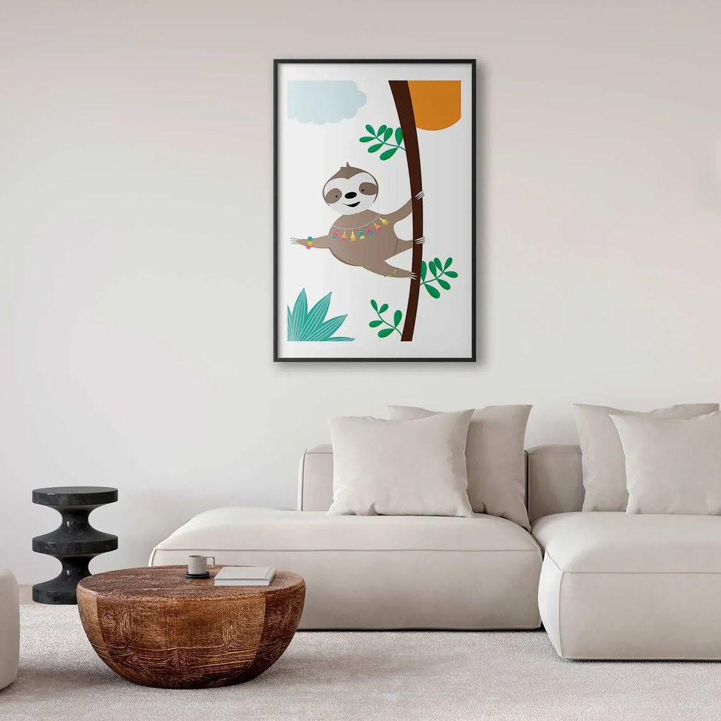 Plakat Wesoły leniwiec 40x60 cm z ramą czarną z marginesem ARTGEIST B