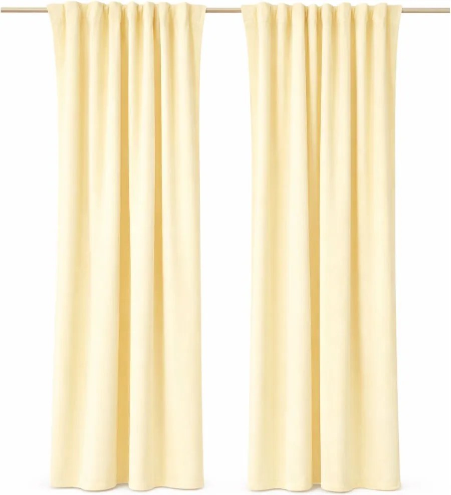 Gruba, welurowa zasłona w kolorze masełkowym Werona