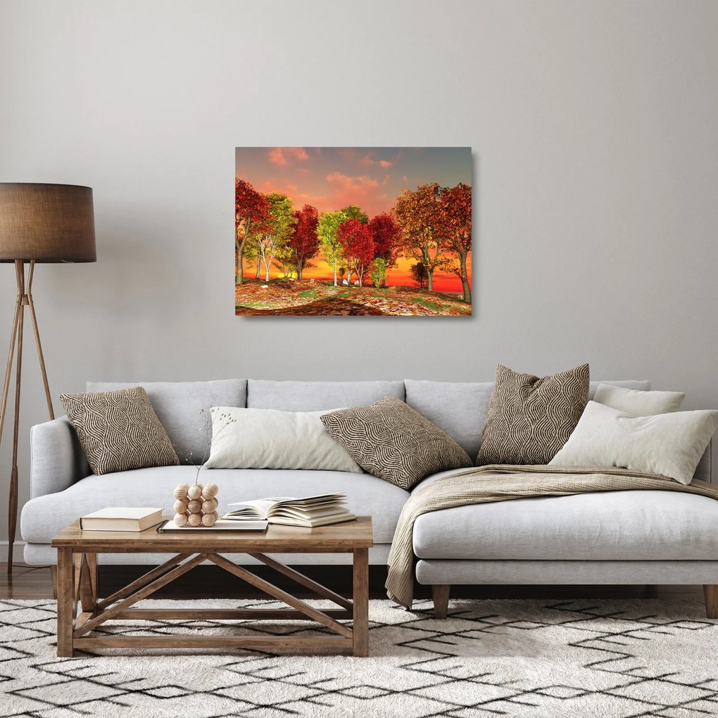 Obraz na szkle - Kolorowe drzewa (70x50 cm)