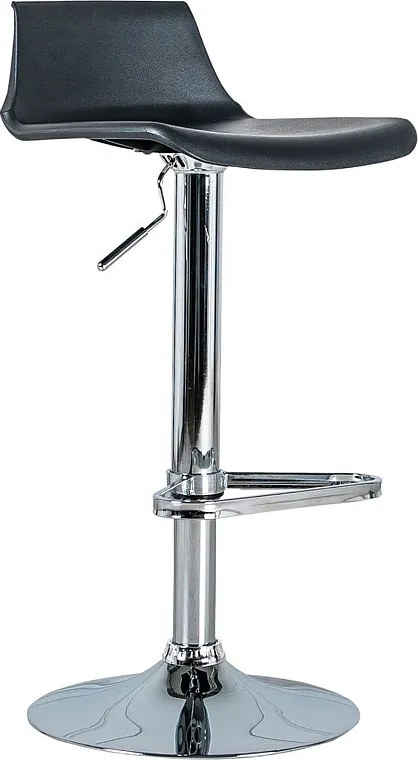 Zestaw 2 czarnych wysokich krzeseł "Henri" z polipropylenu z podnośnikiem gazowym i podnóżkiem, 41x39 cm, 72h