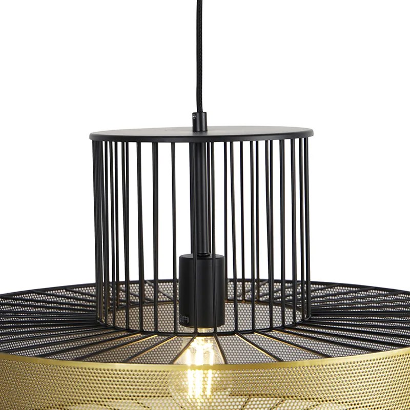 Designerska lampa wisząca złota z czarnym 50 cm - TessDesignerski Oswietlenie wewnetrzne