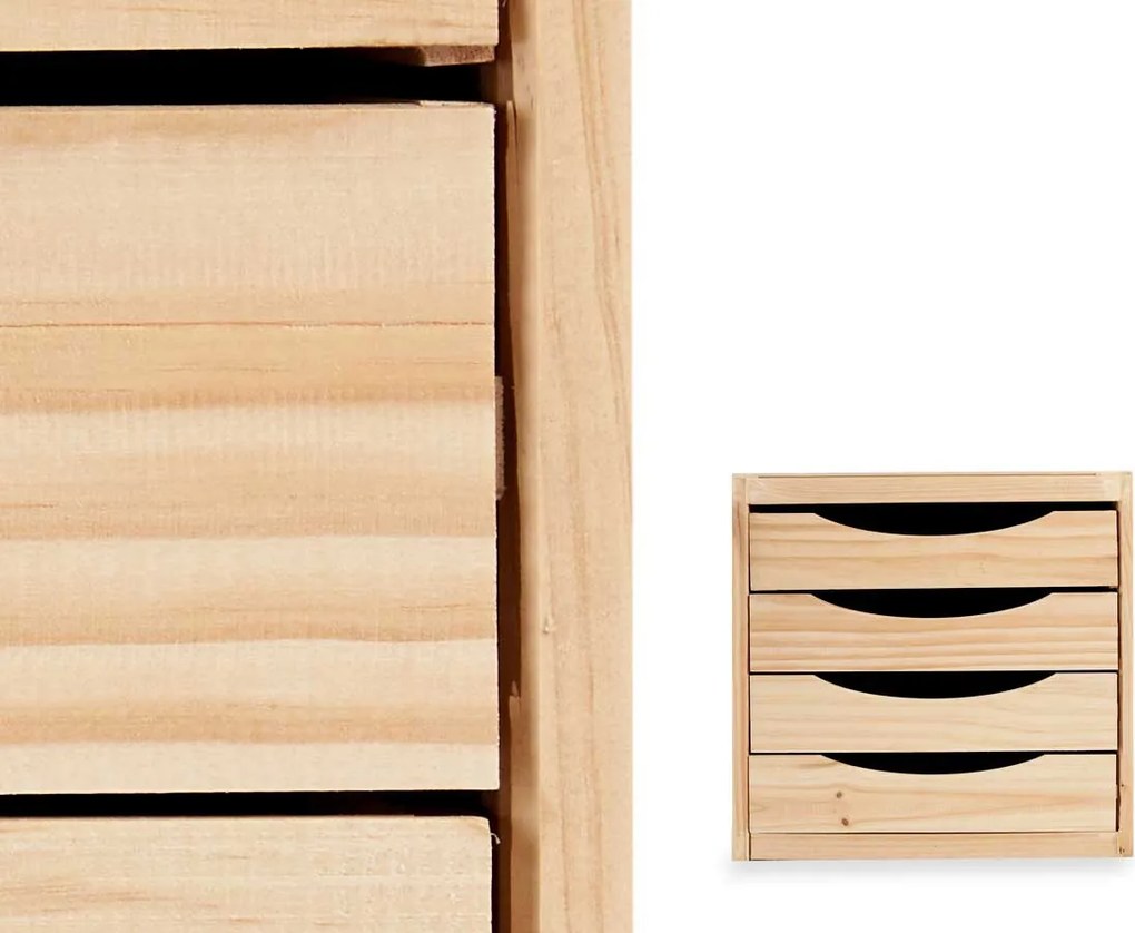 Organizer drewniany MINI, 4 szuflady, 38,5 x 30 x 37,4 cm