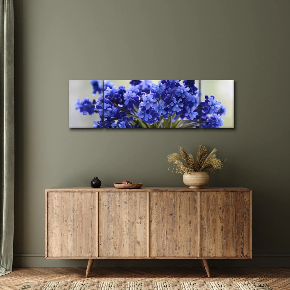 Obraz bukietu niebieskich kwiatów (170x50 cm)