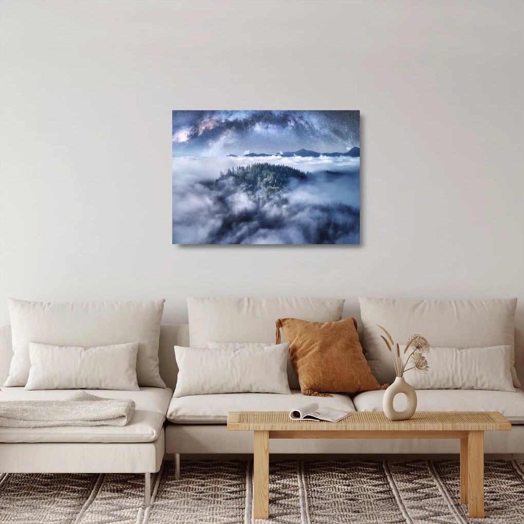 Obraz na szkle lasu we mgle (70x50 cm)