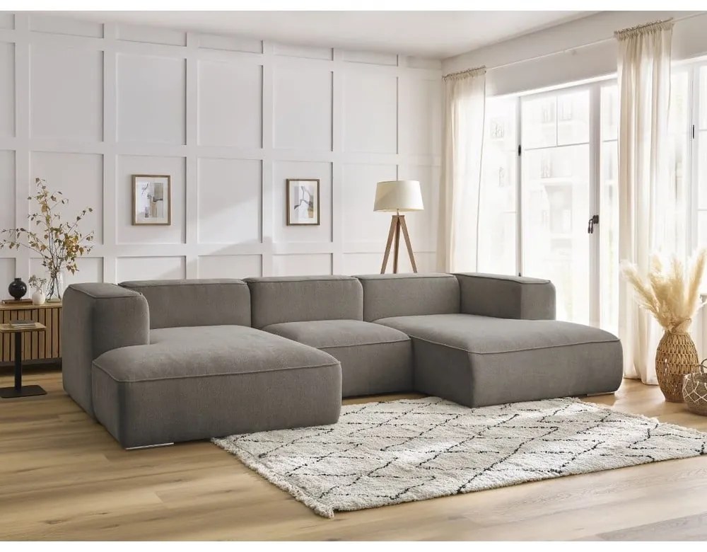 Szarobrązowy narożnik z materiału bouclé (w kształcie litery U) Zephyr – Bobochic Paris