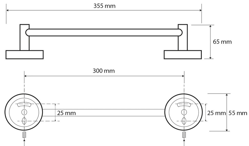 SAPHO XS406 X-Steel półka na ręczniki z drążkiem, szczotkowana stal nierdzewna