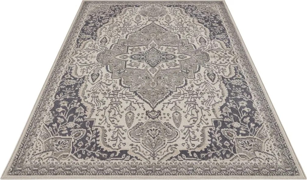 Dywan Terrain designerski Orientalny Ornament Kremowo-Szary z krótkim włosiem 240 cm x 340 cm Certyfikat Oeko-Tex