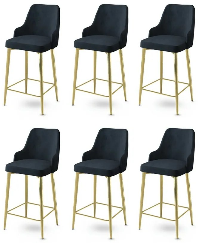 Zestaw krzeseł barowych Enox Anthracite and Gold,6 szt.