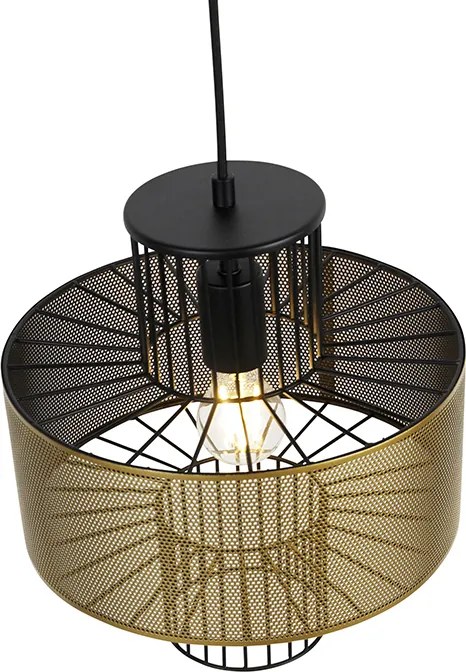 Designerska lampa wisząca złota z czarnym 30 cm - Tess