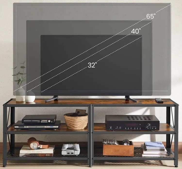 Loftowy stolik pod telewizor z półkami F1-R38