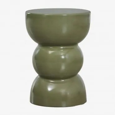 Okrągły Stolik Pomocniczy Ø35 Cm Z Dolomitu Tiyi Intensywny Verde Olive - Sklum