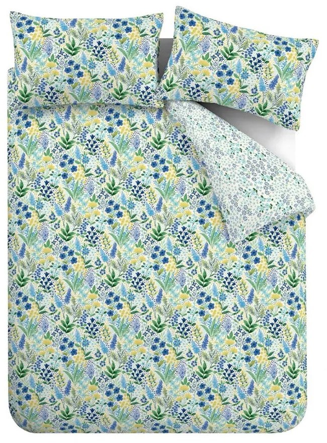 Zielono-niebieska pościel dwuosobowa 230x220 cm Tilly Floral – Catherine Lansfield