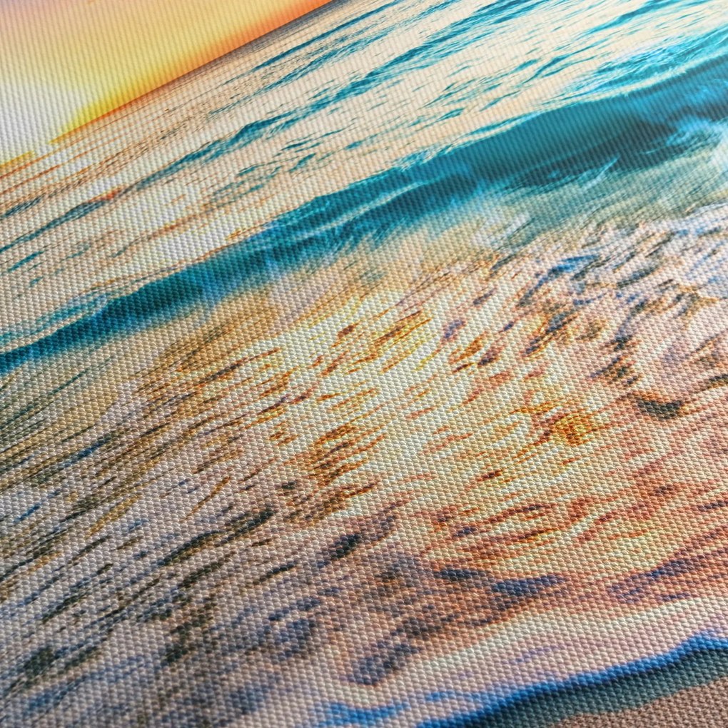 Obraz - Plaża morska (z zegarem) (90x30 cm)