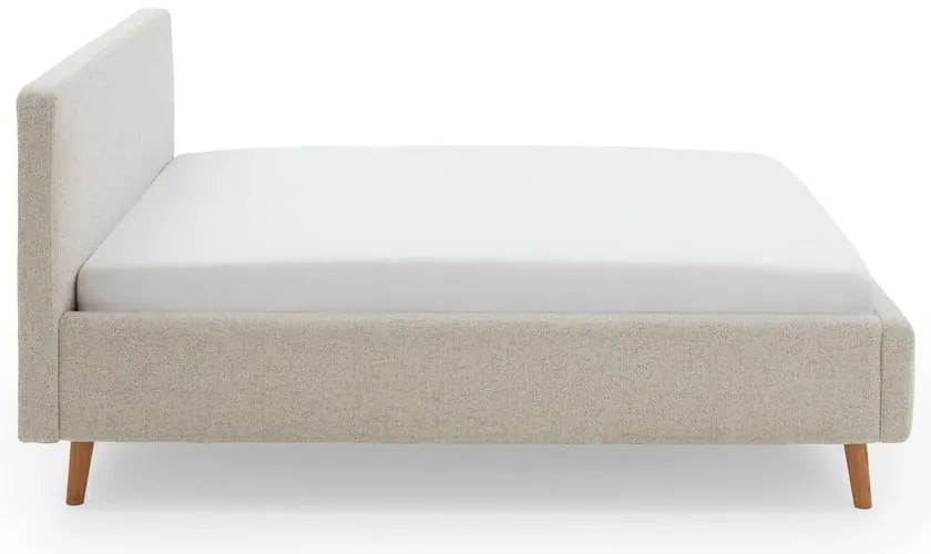 Beżowe tapicerowane łóżko dwuosobowe ze schowkiem ze stelażem 160x200 cm Mattis – Meise Möbel