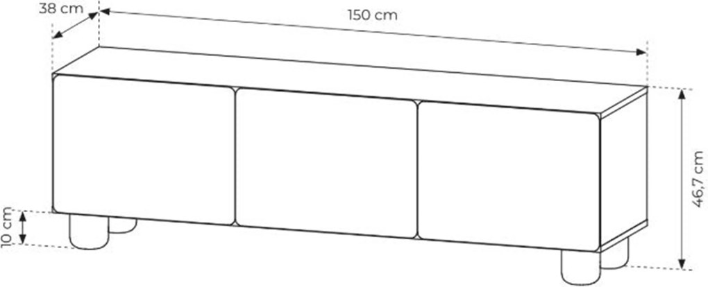 Szafka RTV Arlo 150 cm trzydrzwiowa - dąb vicenza