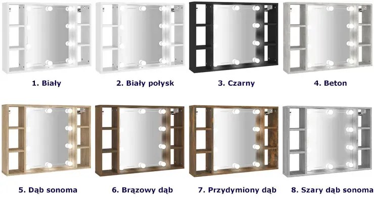 Toaletka z lustrem nablatowa lub wisząca przydymiony dąb Olin 4X