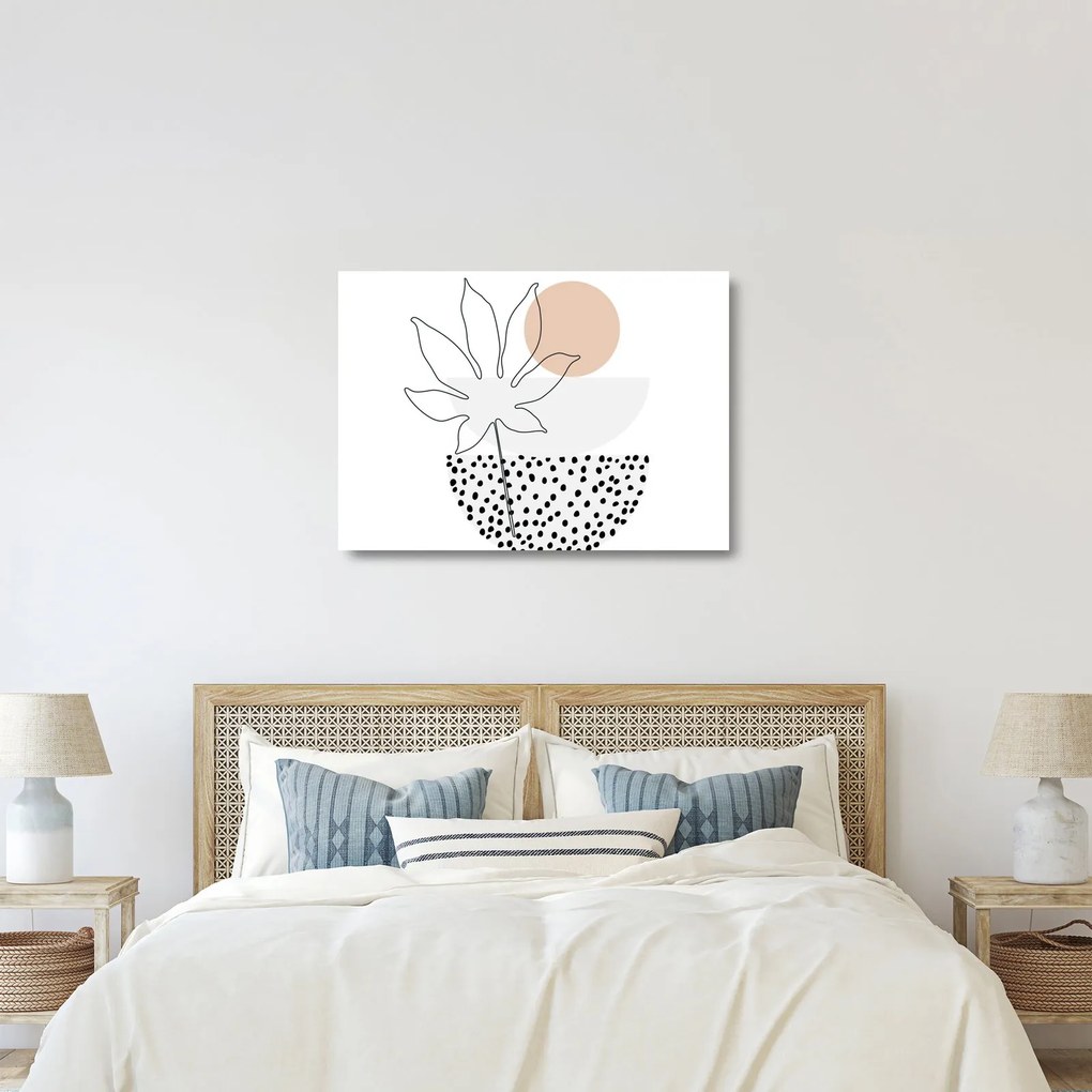 Obraz na szkle - Line art flowers N⁰3 (70x50 cm)