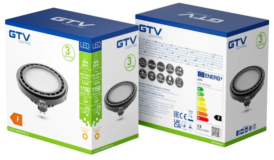 Żarówka LED z gwintem GU10, 12,5 W – GTV