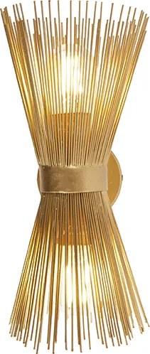 Lampa ścienna art deco złota 2-światłowa - Broom