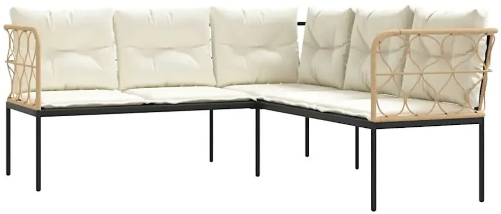 Narożna sofa ogrodowa z białymi poduszkami M4-W59