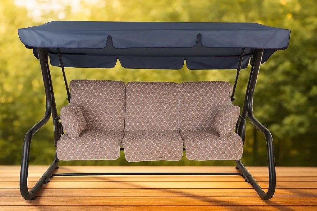 4-osobowa ogrodowa huśtawka metalowa, rozkładana, antracyt