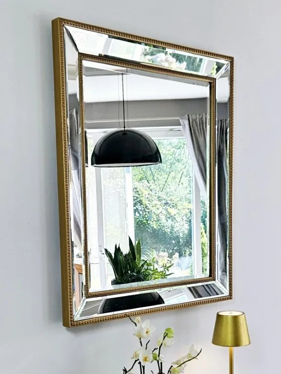 Lustro w lustrzanej ramie, kolor złoty, 64x74cm