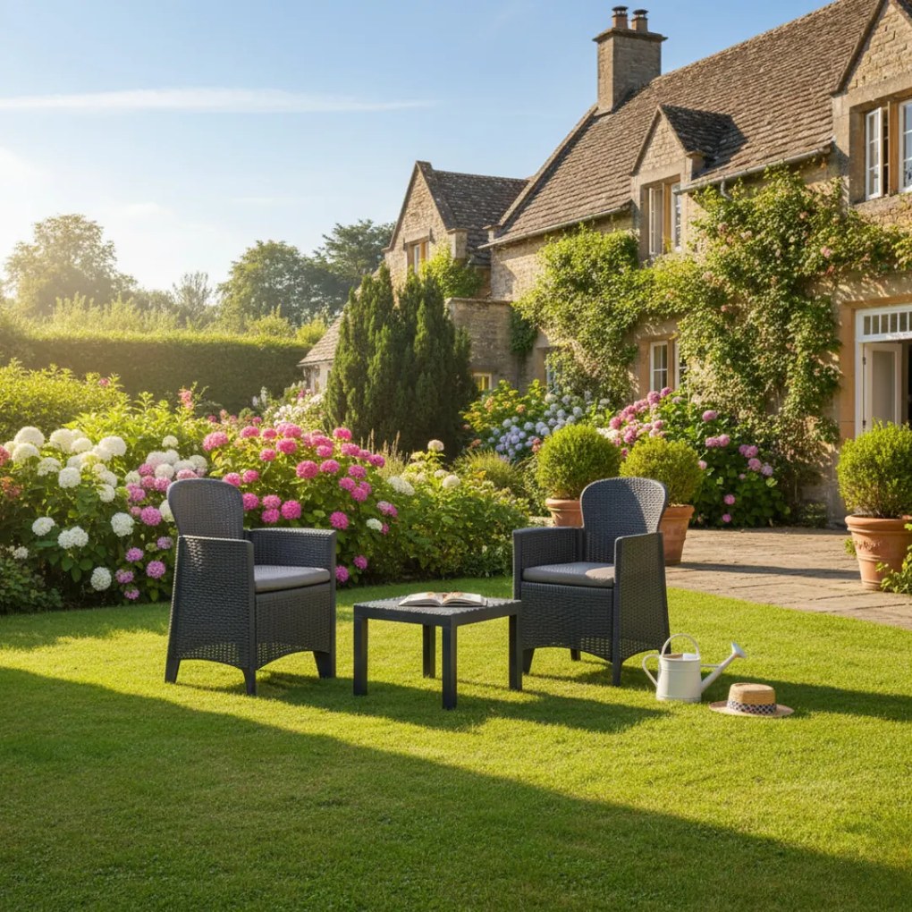 Zestaw ogrodowy AKITA, 3-częściowy, antracytowy I.P.A.E-Progarden