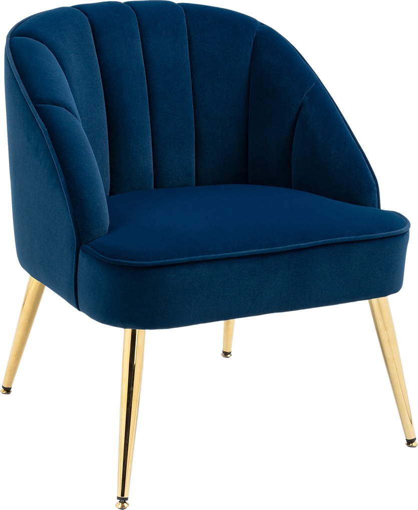 HOMCOM Fotel uszak Lounge z wykończeniem aksamitnym Fotel relaksacyjny Niebieski