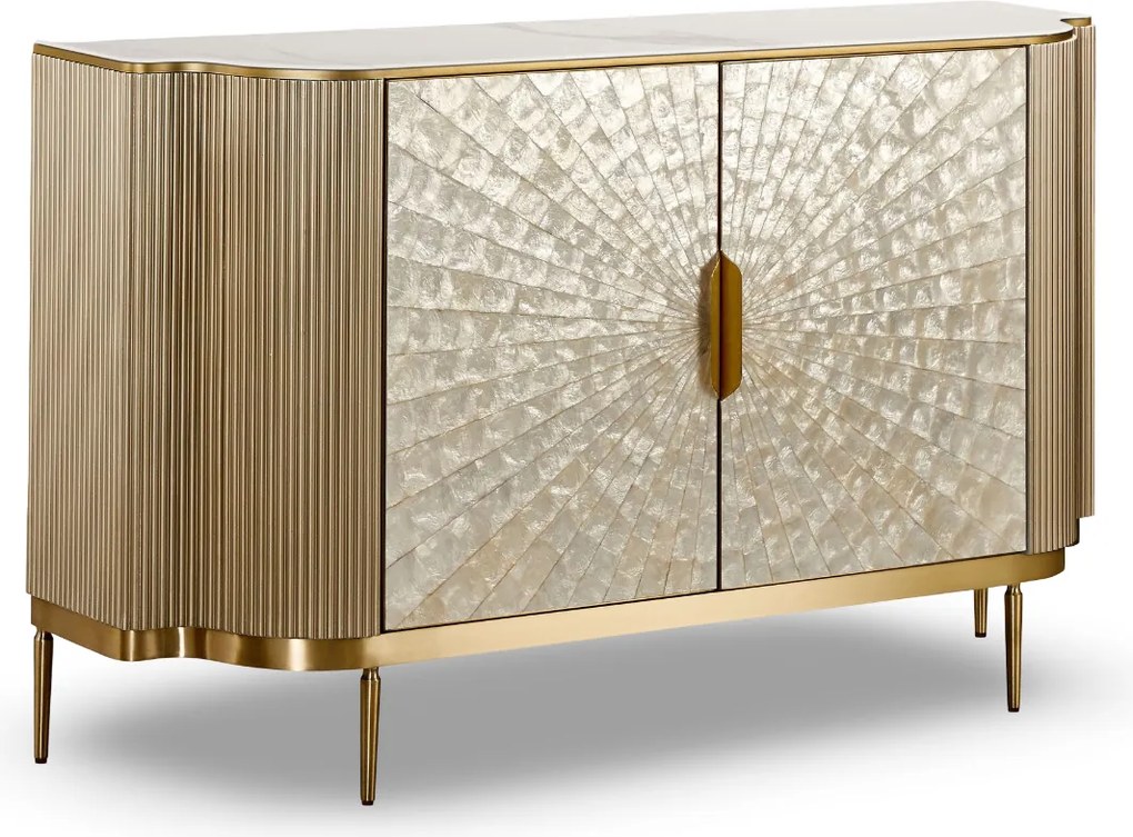 Dwudrzwiowa komoda glamour Stilig ST906 w kolorze szampańskiego złota