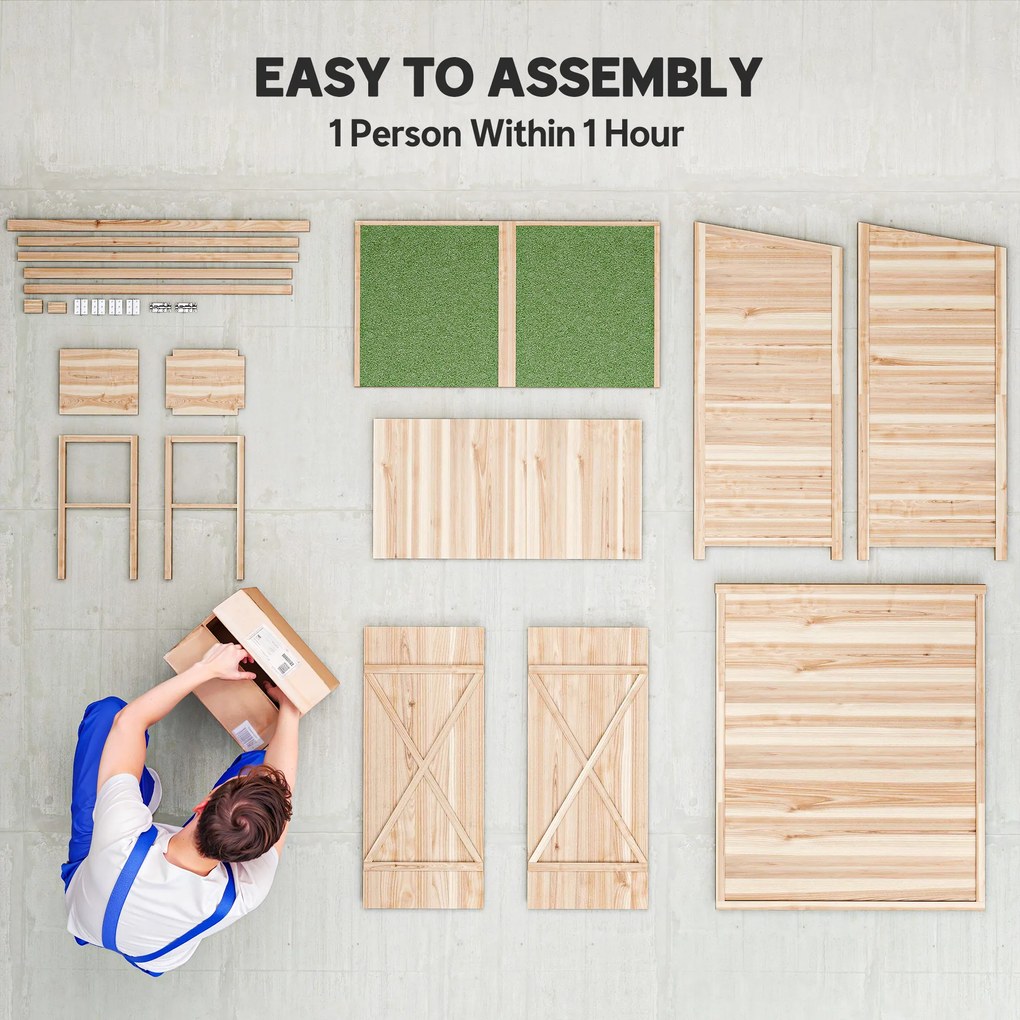 Outsunny szafka ogrodowa 140×75×157 cm – drewniana, z stolikiem, zamykana