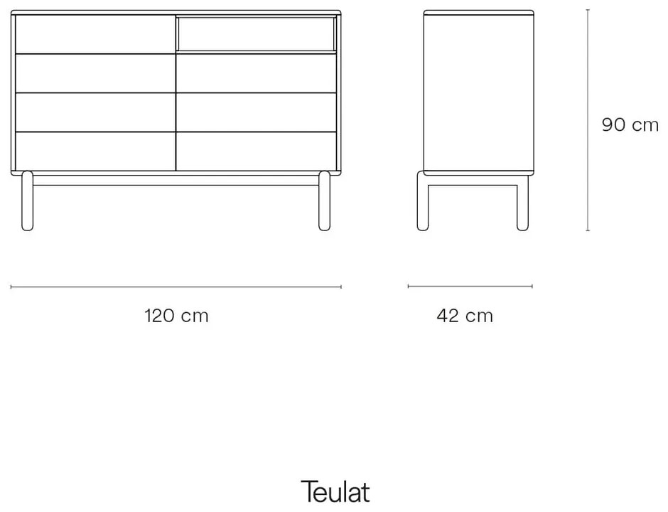 Ciemnoszara niska komoda 120x90 cm Corvo – Teulat