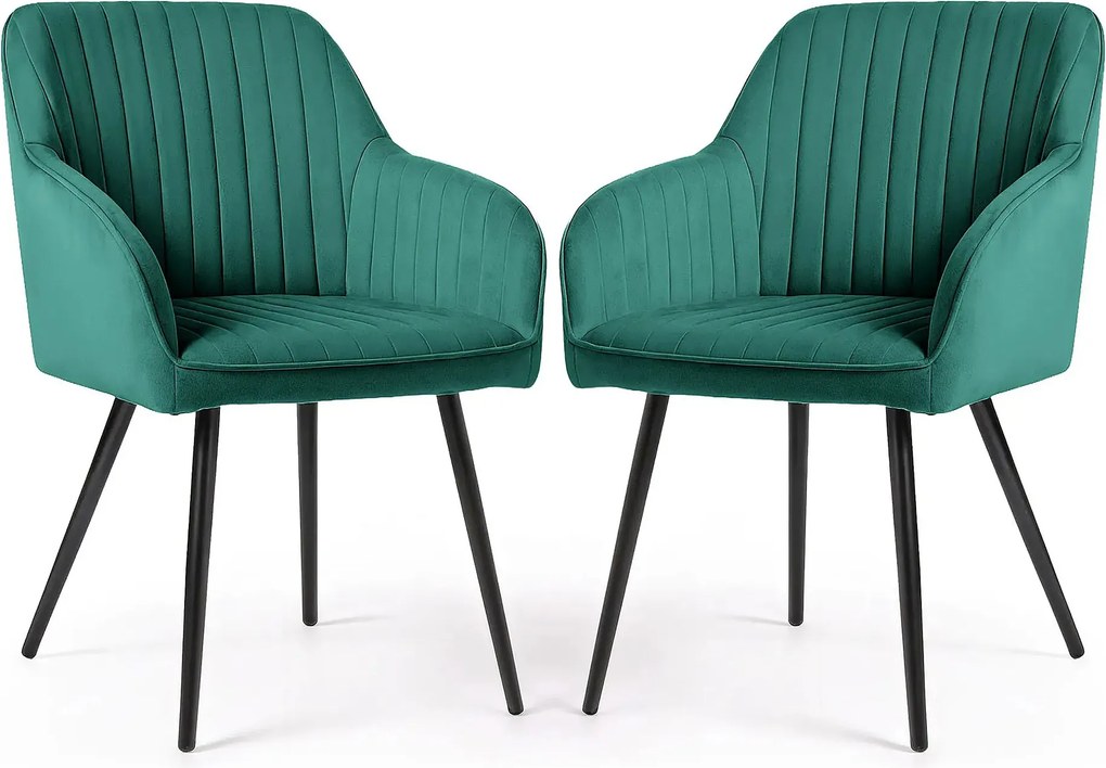 Zestaw 2 zielonych krzeseł welurowych E6-D93