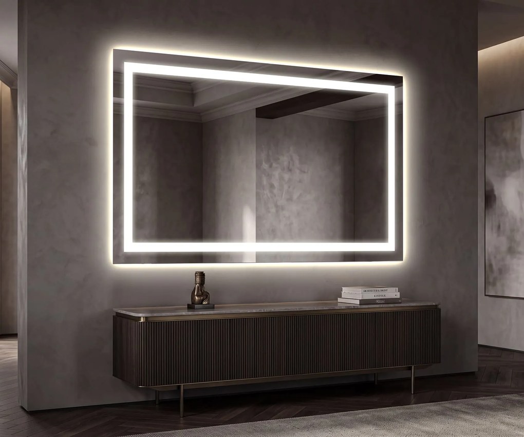 Nowoczesne Lustro Prostokątne do Salonu Podświetlane LED L15
