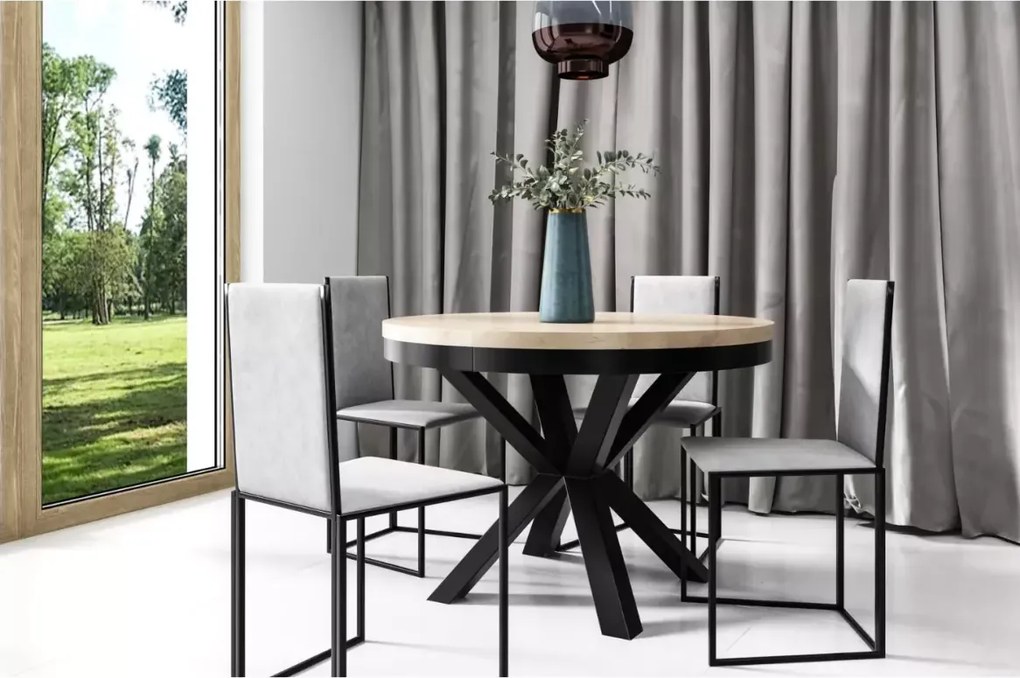 Stół loftowy okrągły rozkładany Bistro 120–196 cm – industrialny stół do jadalni, stalowa konstrukcja
