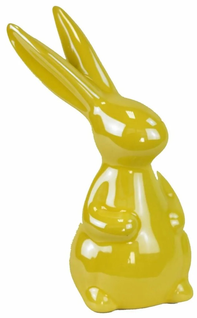Dekoracje wielkanocne Żółty zajączek, ceramika,8,3 x 14,3 x 6 cm