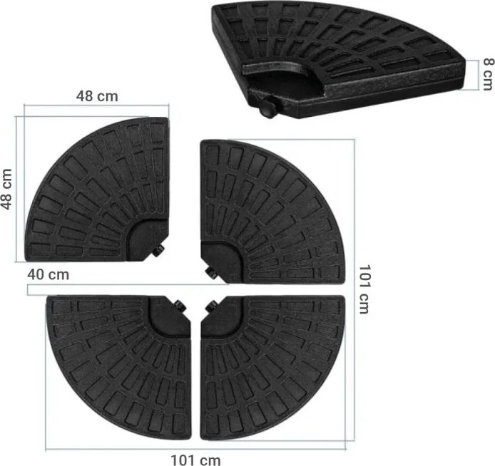 STILISTA Stojak na parasole 48 x 48 x 7,5 cm, czarny