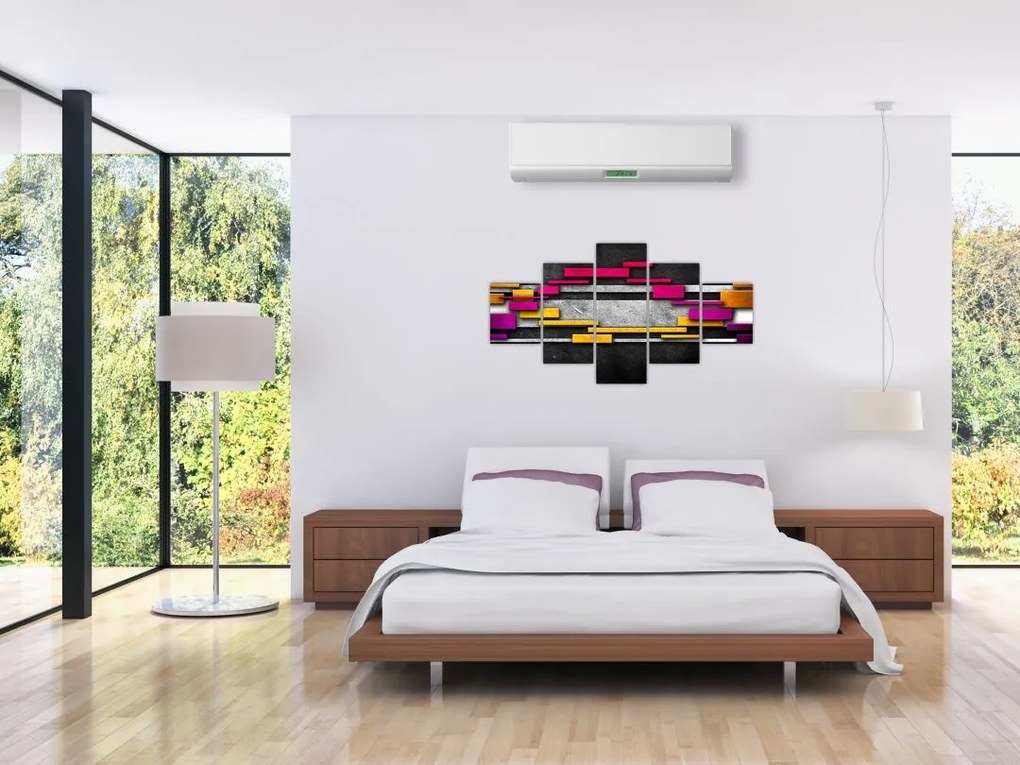 Obraz kolorowej abstrakcji na czarnym tle (125x70 cm)